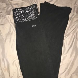 Pink yoga pants flare